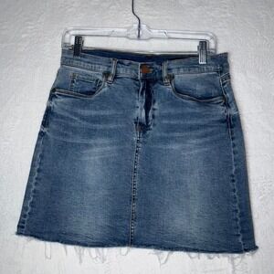 BlankNYC Womens Denim A-Line Mini Skirt Size 29 Blue Frayed Hem Jean